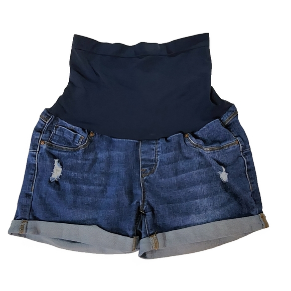 Bella Vida Maternity Pants - Bella Vida Maternity Stretch Denim Shorts Over Belly Panel Size XL